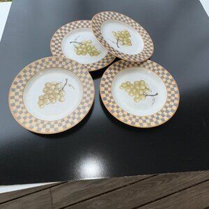 #1004 4ea BLOCK BREAD & BUTTER SALAD PLATES BLOCK ORCHARD PATTERN 1995